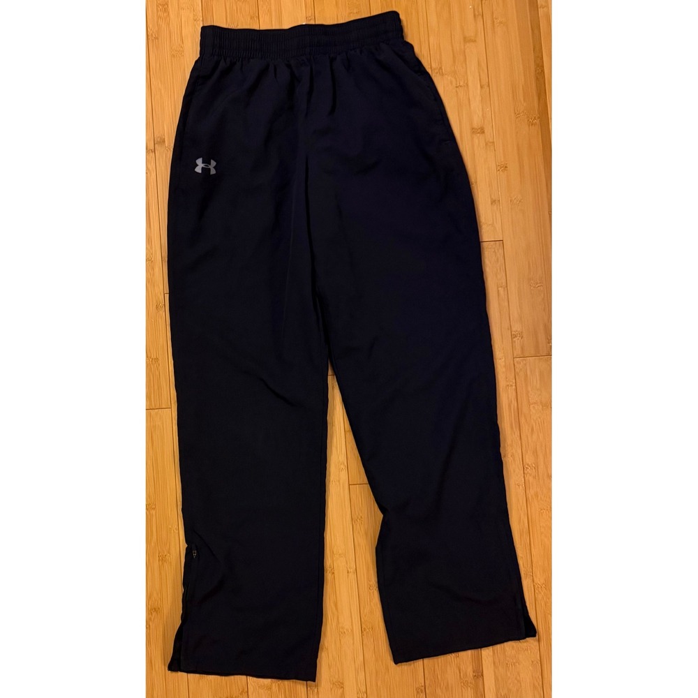 Under Armour Mens Navy Blue Mesh Lined Athletic Track Pants Loose Fit Medium